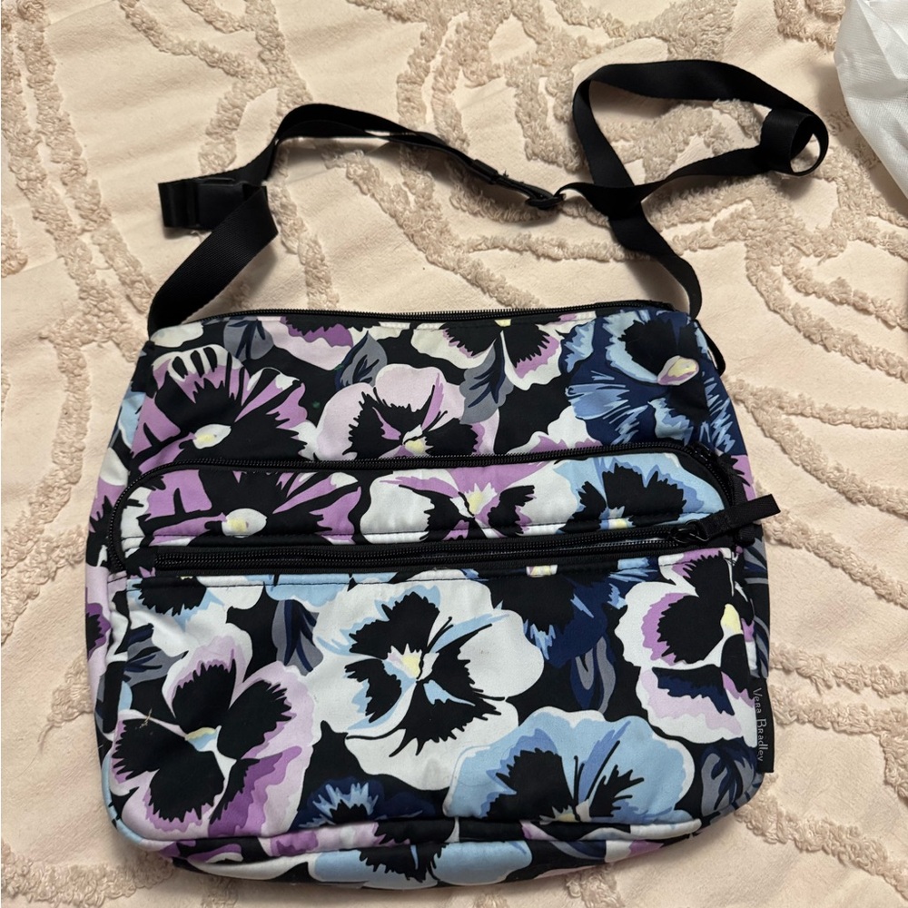 Vera Bradley Floral Crossbody Bag - Black and Purple